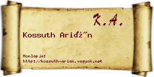 Kossuth Arián névjegykártya